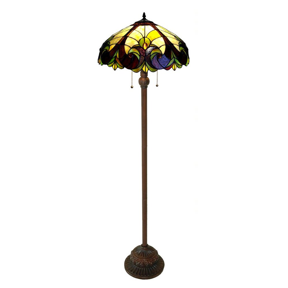CHLOE Lighting LIAISON Tiffany-style 2 Light Victorian Floor Lamp 18" Shade. Picture 1