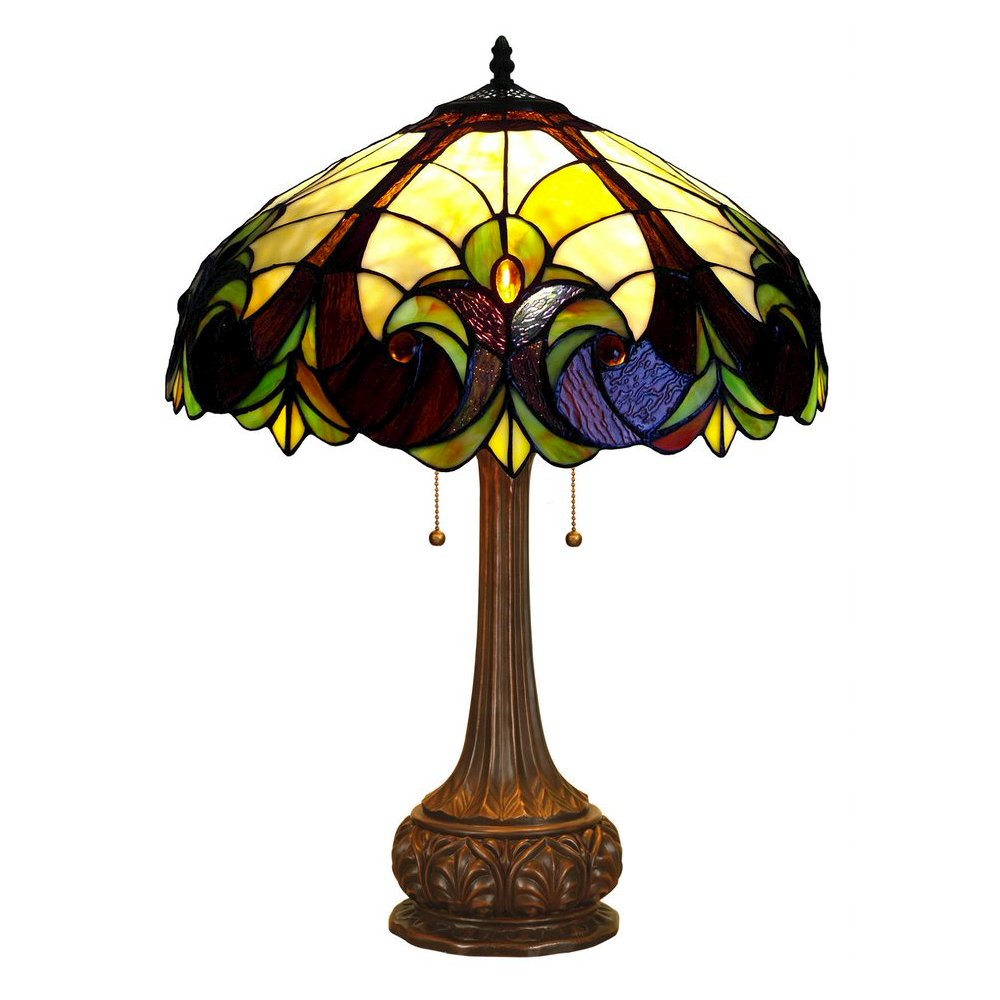LIAISON Tiffany-style 2 Light Victorian Table Lamp 18" Shade. Picture 1