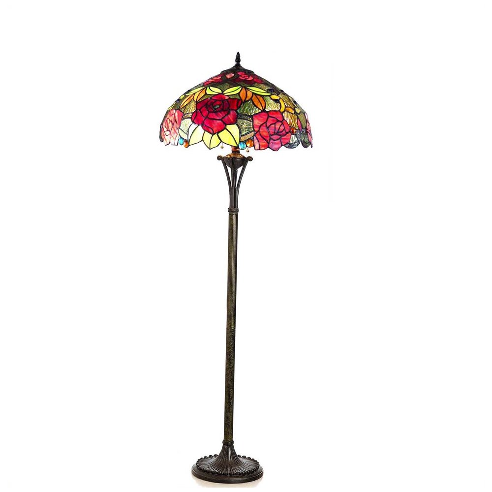 PEGGY Tiffany-style 2 Light Roses Floor Lamp 18" Shade. Picture 1
