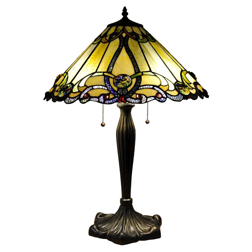 MAJESTIC GRANDEUR Tiffany-style 2 Light Victorian Table Lamp 18" Shade. Picture 1