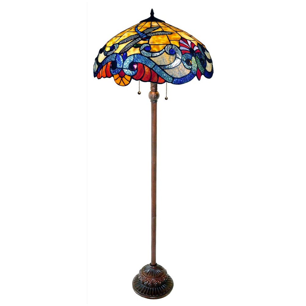 2 Light Tiffany-style Dragonfly Floor Lamp 18" Shade. Picture 1