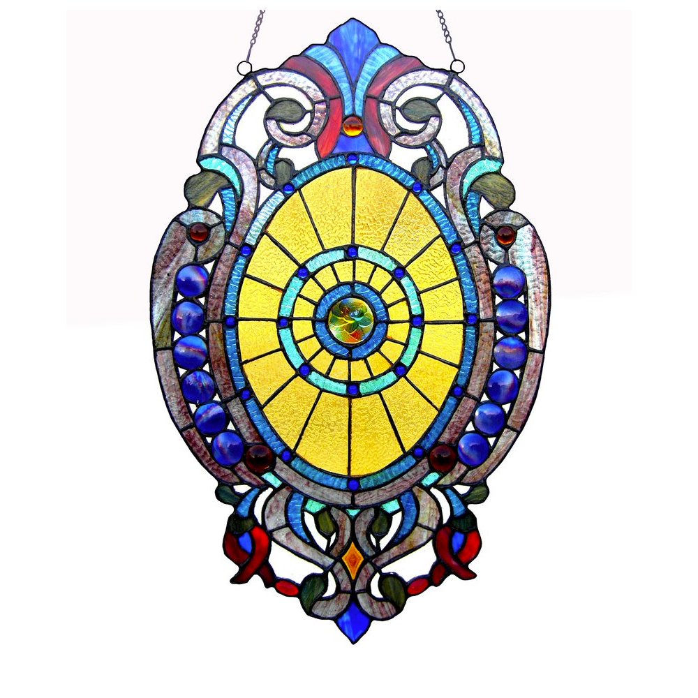 WEBSTER Tiffany-glass Victorian Window Panel 15x23. Picture 1