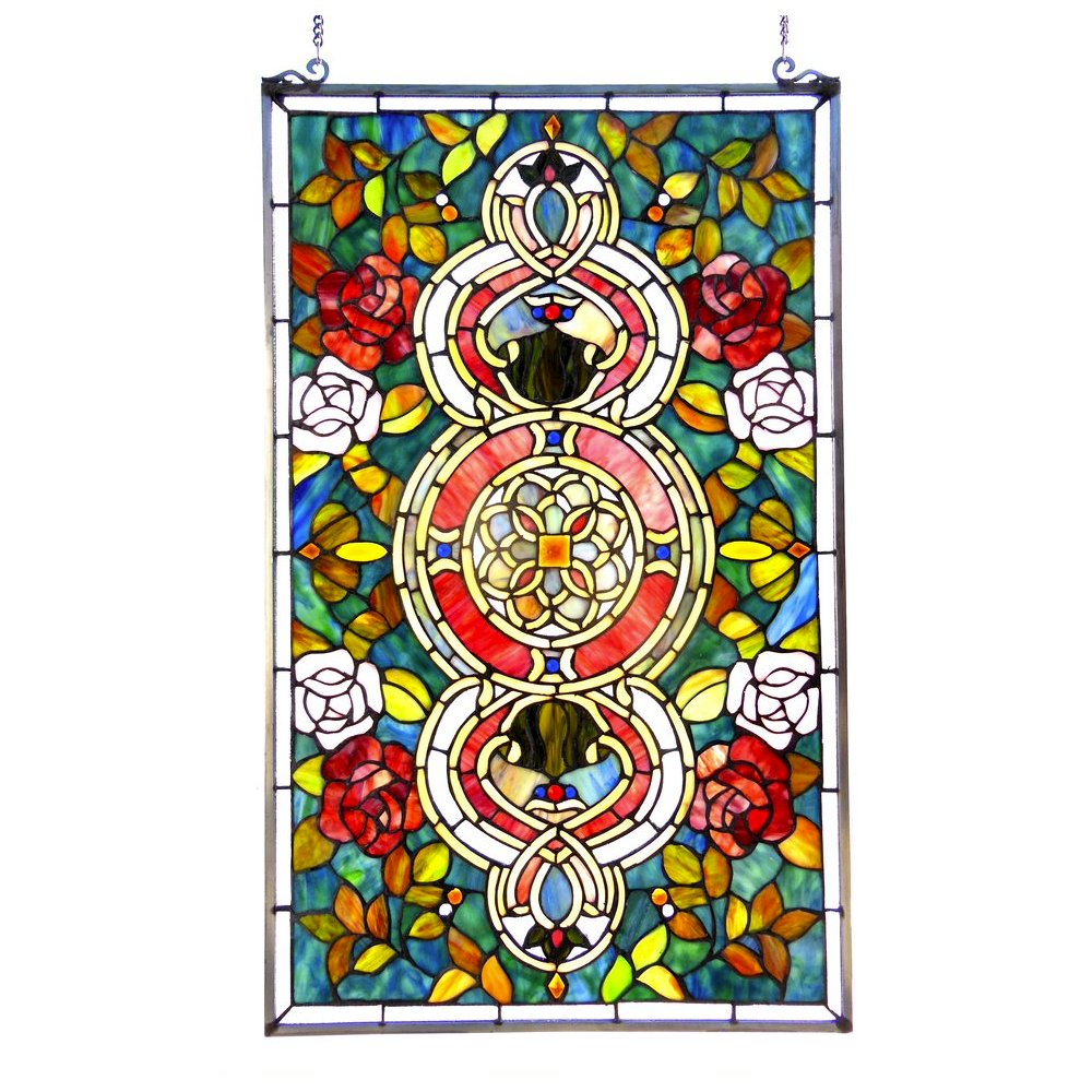 EUREKA SONARATiffany-glass Victorian Window Panel 20x32. Picture 1