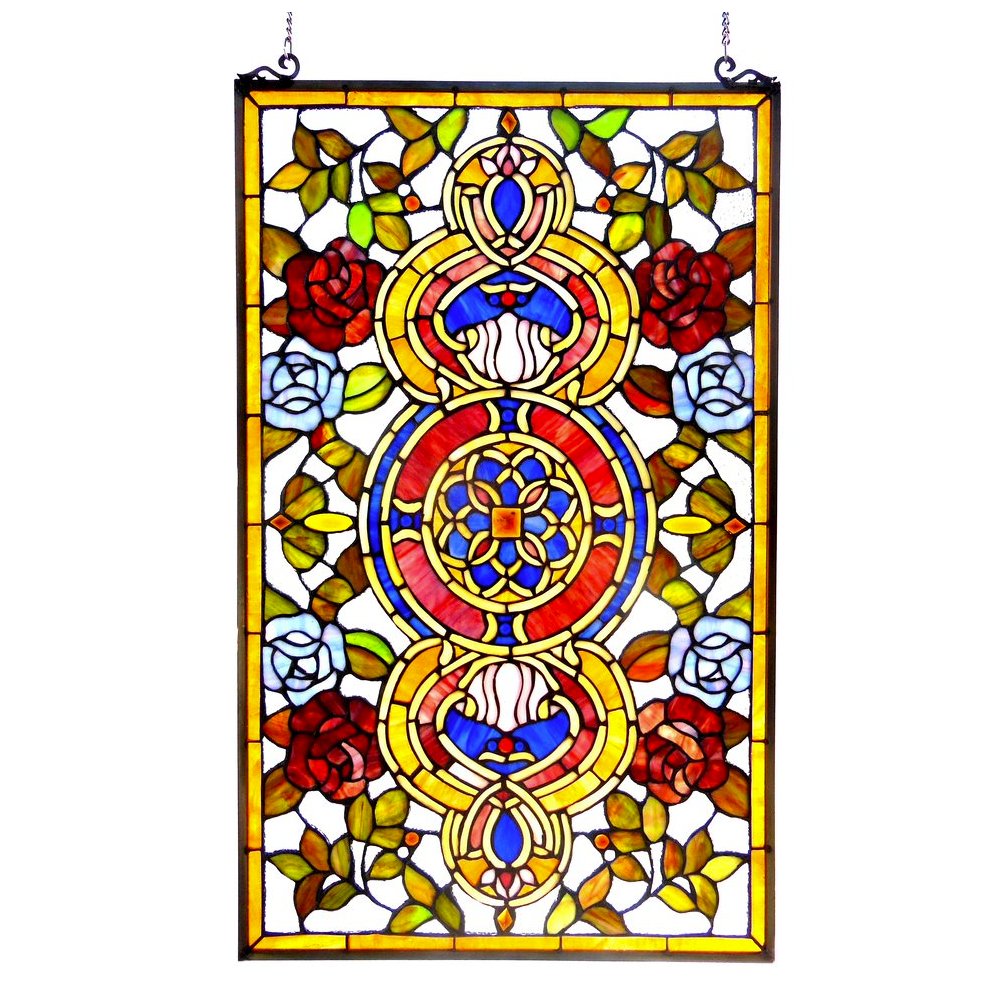 EUREKA SONARATiffany-glass Victorian Window Panel 20x32. Picture 1