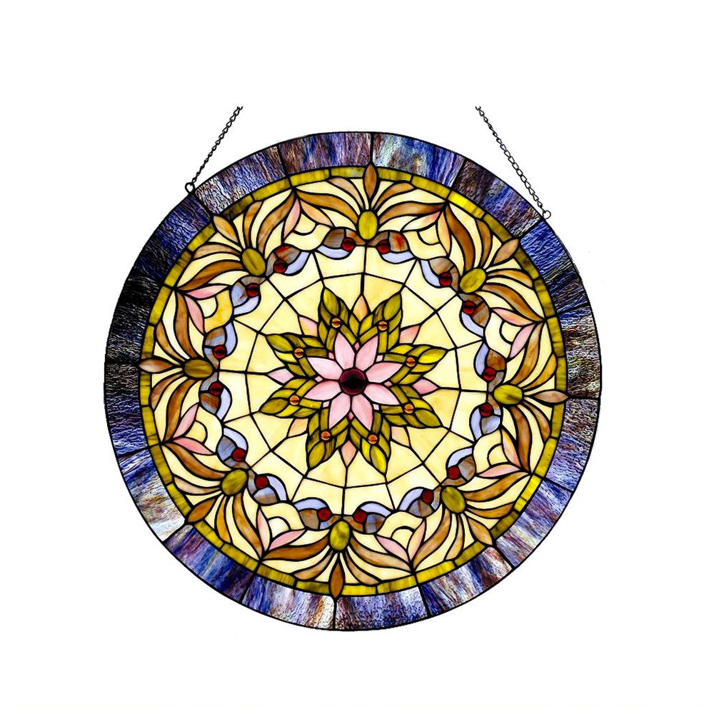 Tiffany-glass Edwardian Man Window Panel 22". Picture 1