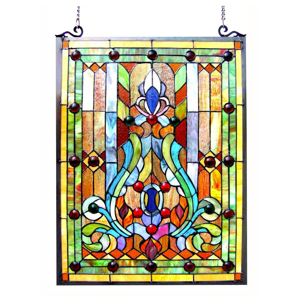 Tiffany-glass Victorian Window Panel 18x24. Picture 1