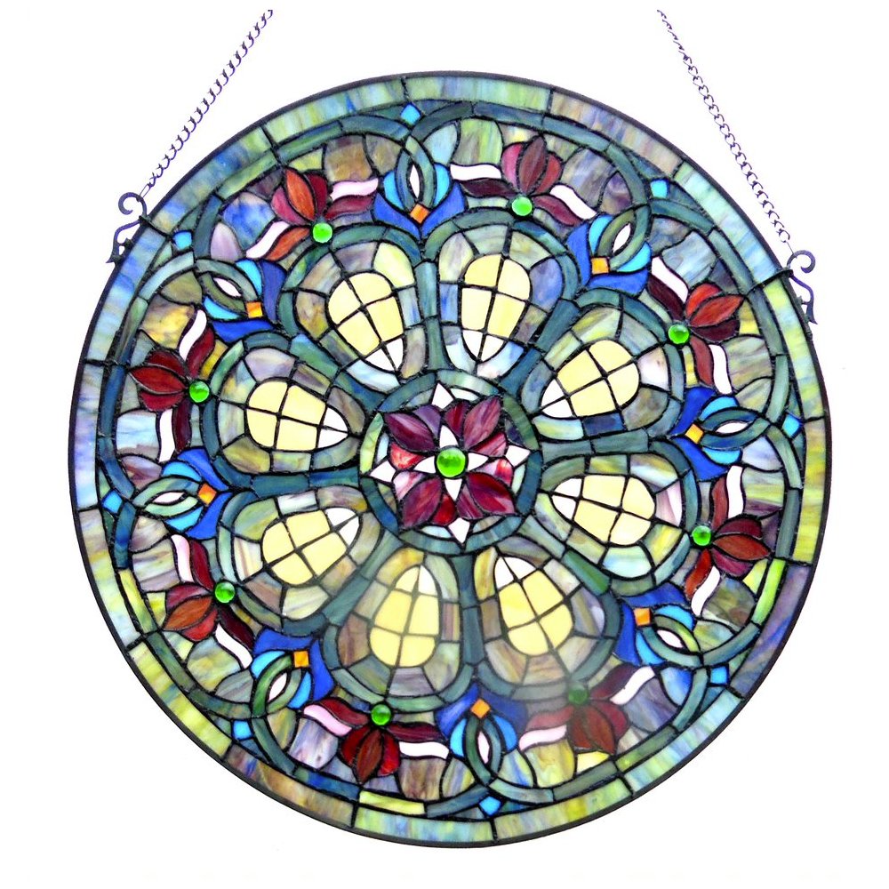 Tiffany-glass Baroque Window Panel 24". Picture 1