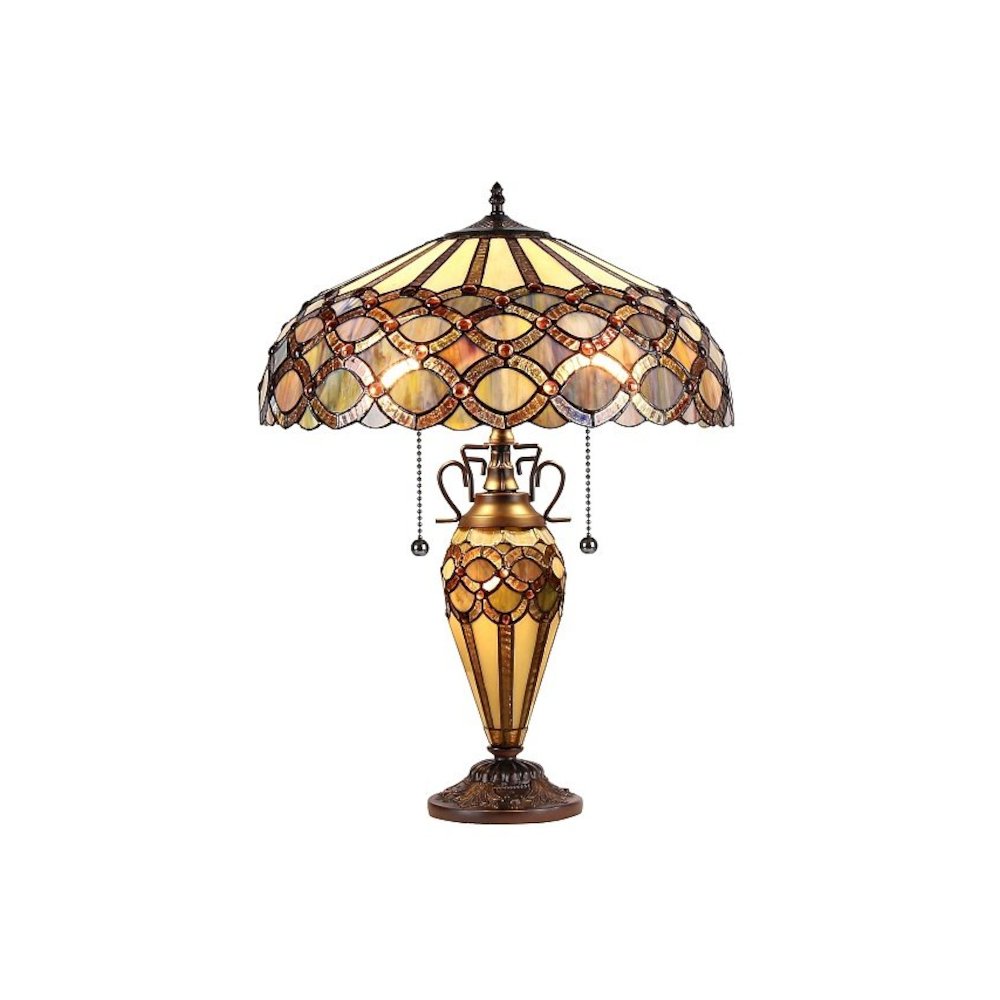 PRISMA Tiffany-style 3 Light Double Lit Table Lamp 18" Shade. Picture 2