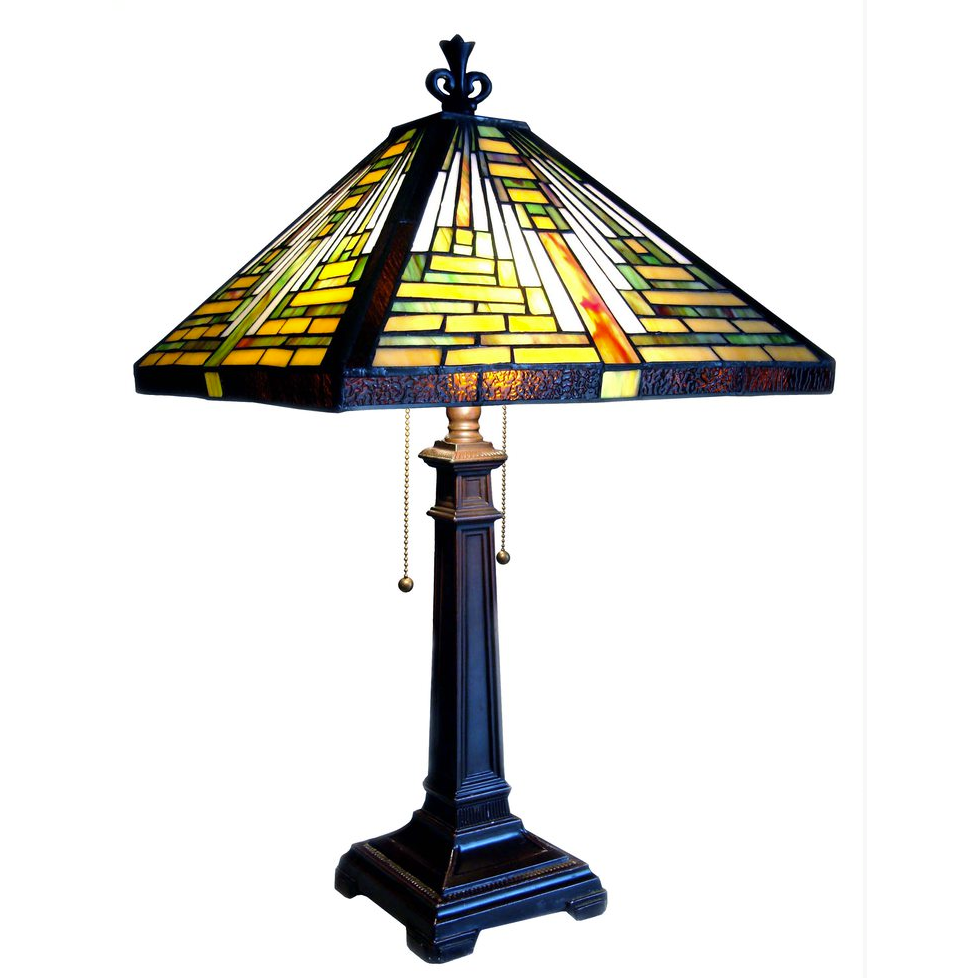 Tiffany-style 2 Light Mission Table Lamp 14" Shade. Picture 1