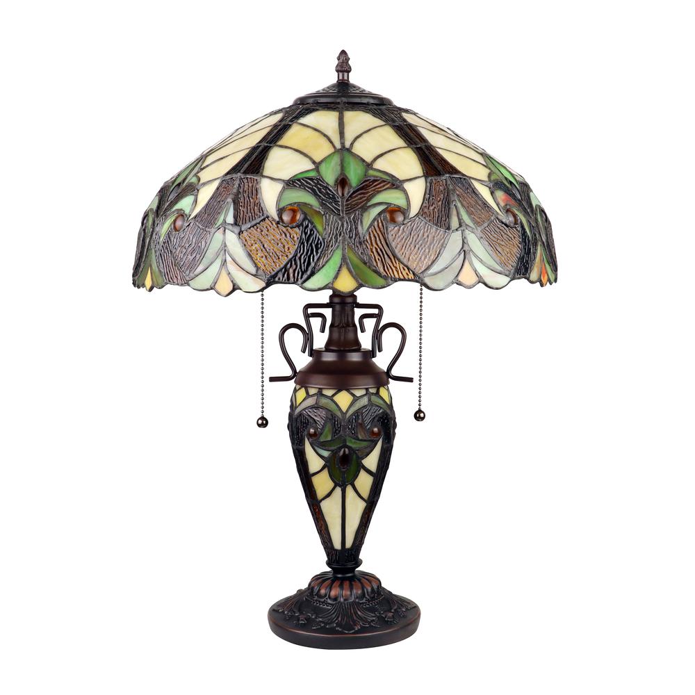 CHLOE Lighting LIAISON Victorian-Style Antique Dark Bronze 3 Light Double Lit Table Lamp 16" Wide. Picture 2