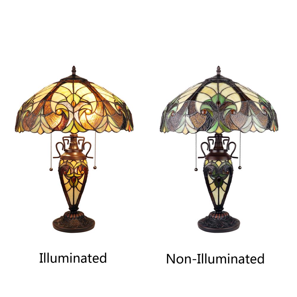 CHLOE Lighting LIAISON Victorian-Style Antique Dark Bronze 3 Light Double Lit Table Lamp 16" Wide. Picture 5