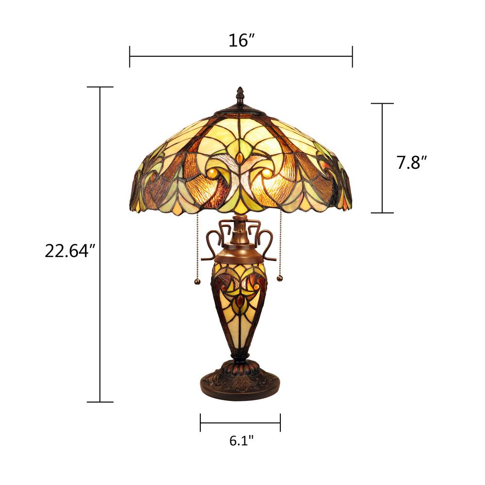 CHLOE Lighting LIAISON Victorian-Style Antique Dark Bronze 3 Light Double Lit Table Lamp 16" Wide. Picture 7