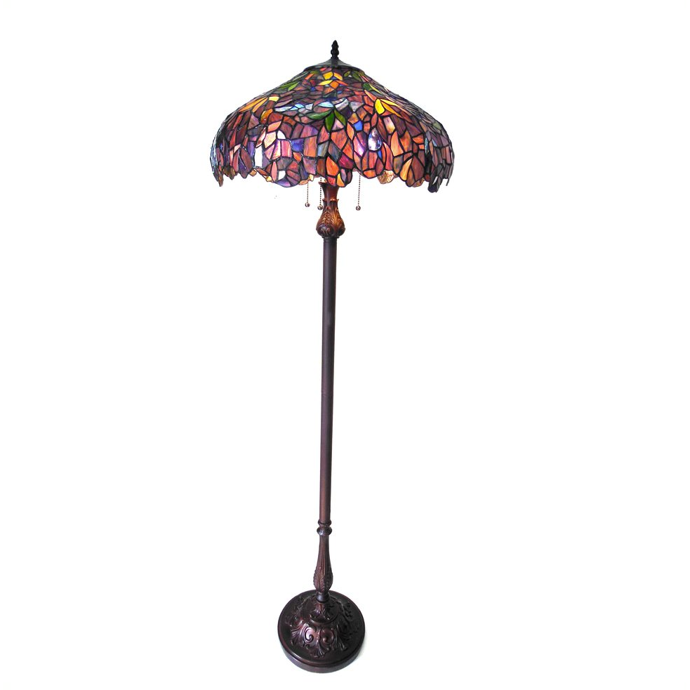 KATIE Tiffany-style 3 Light Wisteria Floor Lamp 20" Shade. Picture 1