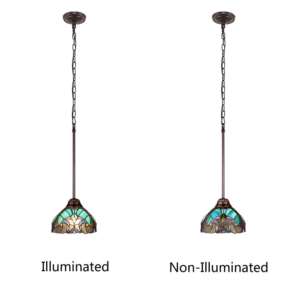 1-Light Antique Dark Bronze Finish Ceiling Mini Pendant 8" Shade. Picture 5