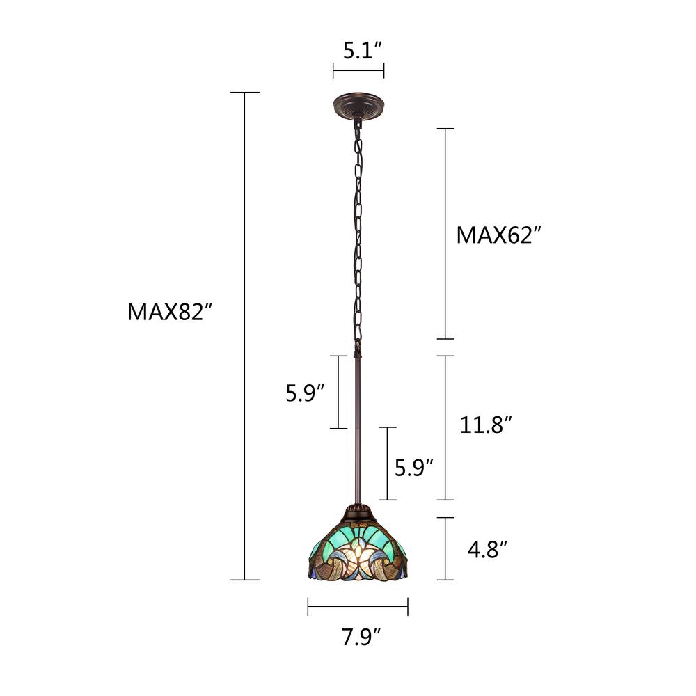 1-Light Antique Dark Bronze Finish Ceiling Mini Pendant 8" Shade. Picture 7