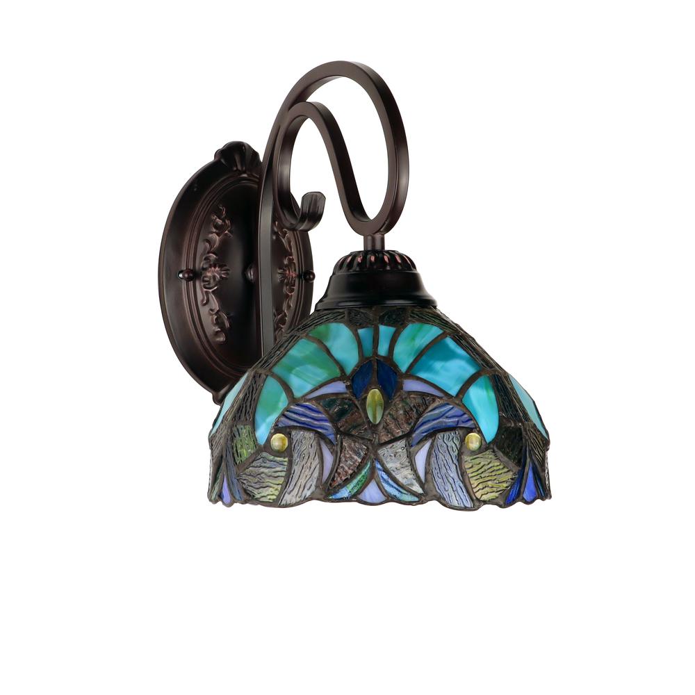 LIAISON Victorian-Style 1-Light Antique Dark Bronze Finish Wall Sconce 8" Shade. Picture 5