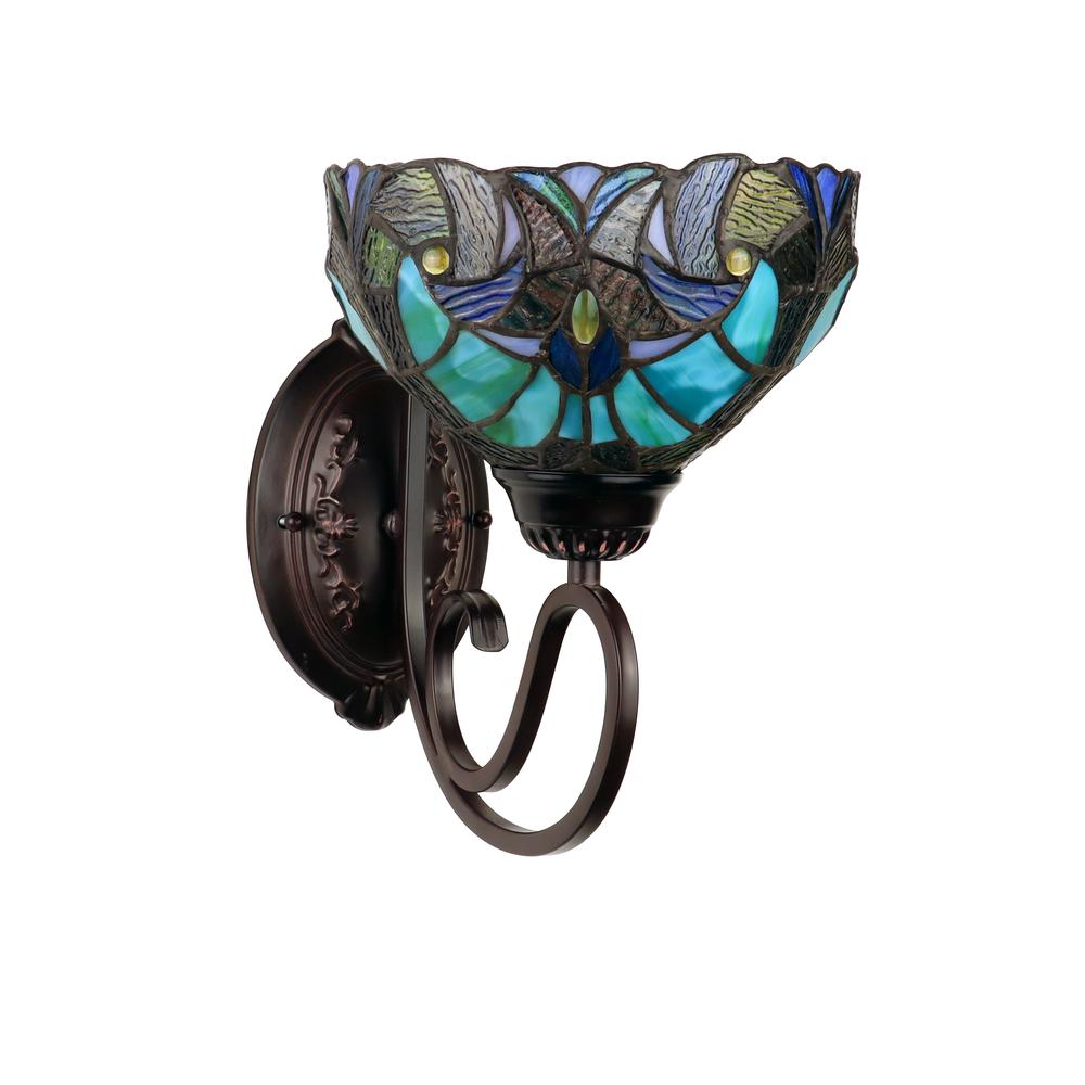 LIAISON Victorian-Style 1-Light Antique Dark Bronze Finish Wall Sconce 8" Shade. Picture 3