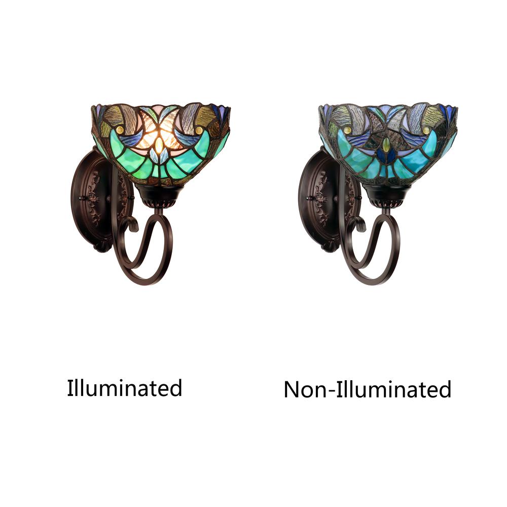 LIAISON Victorian-Style 1-Light Antique Dark Bronze Finish Wall Sconce 8" Shade. Picture 7