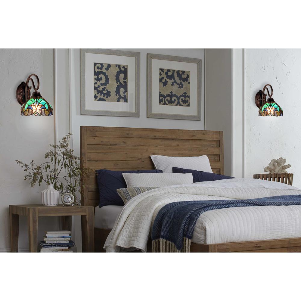 LIAISON Victorian-Style 1-Light Antique Dark Bronze Finish Wall Sconce 8" Shade. Picture 8