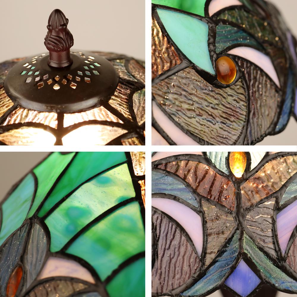 Tiffany-Style Antique Dark Bronze 1-Light Victorian Table Lamp 12" Shade. Picture 4