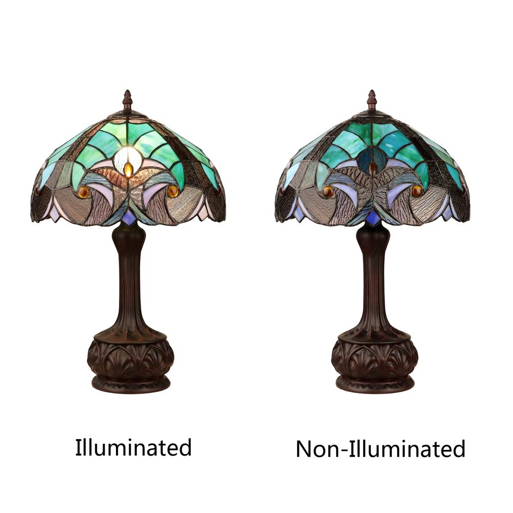Tiffany-Style Antique Dark Bronze 1-Light Victorian Table Lamp 12" Shade. Picture 5