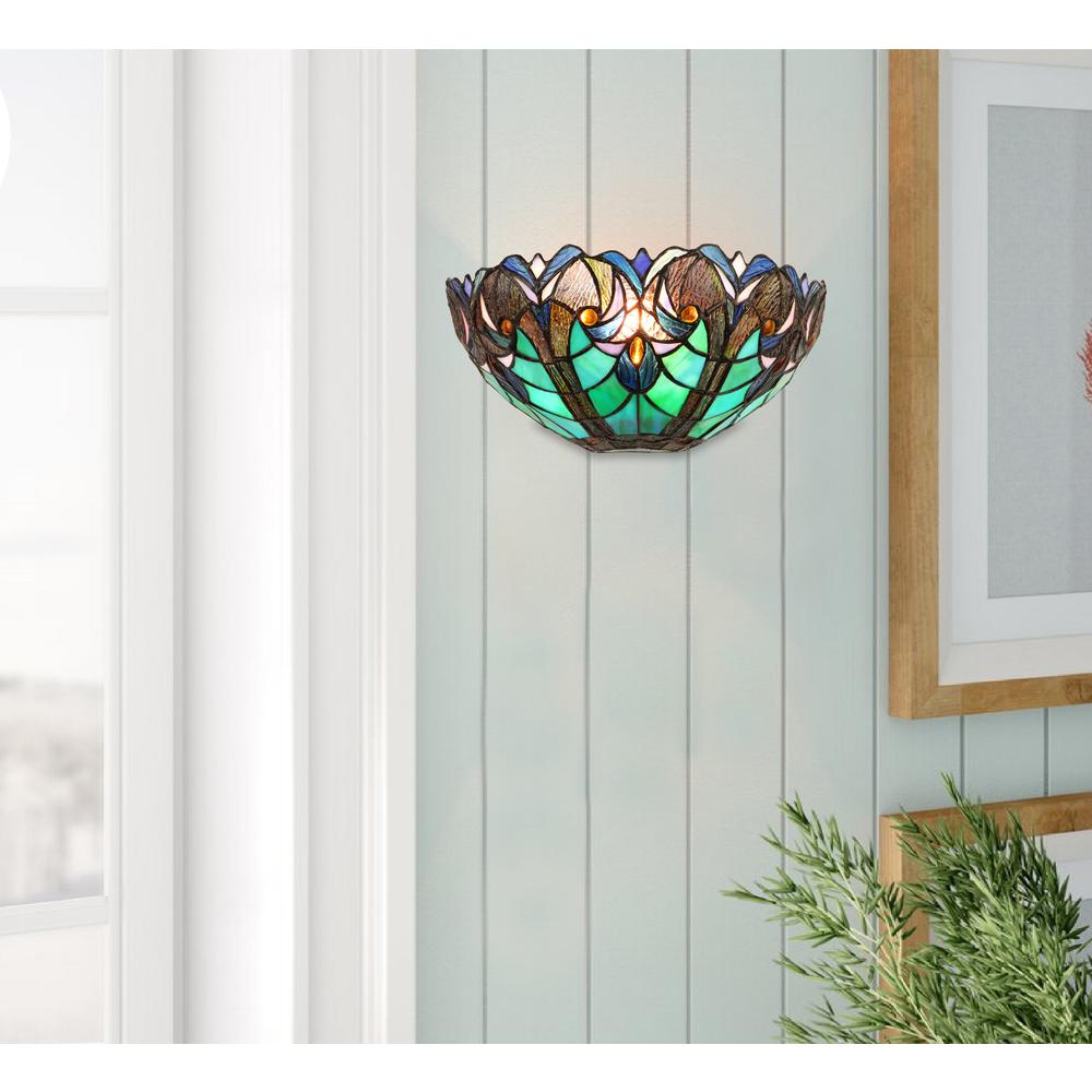 LIAISON Victorian-Style 1-Light Antique Dark Bronze Finish Wall Sconce 12" Shade. Picture 6