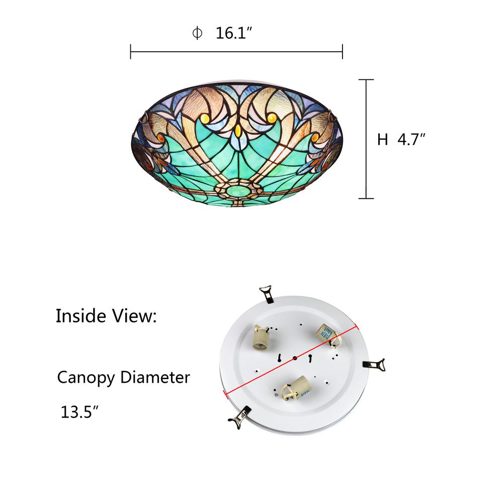 3-Light Antique Dark Bronze Finish Ceiling Flush-Mount 16" Wide. Picture 7
