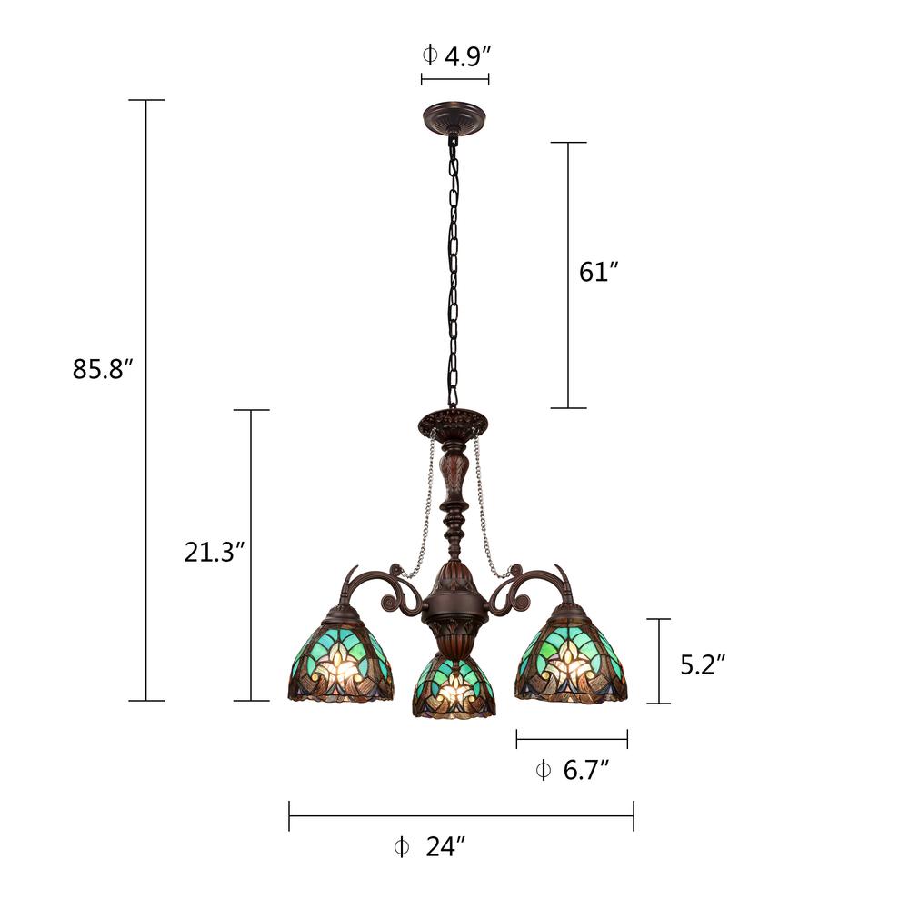 Liaison Victorian-Style 3-Light Antique Dark Bronze Finish Mini Chandelier. Picture 8