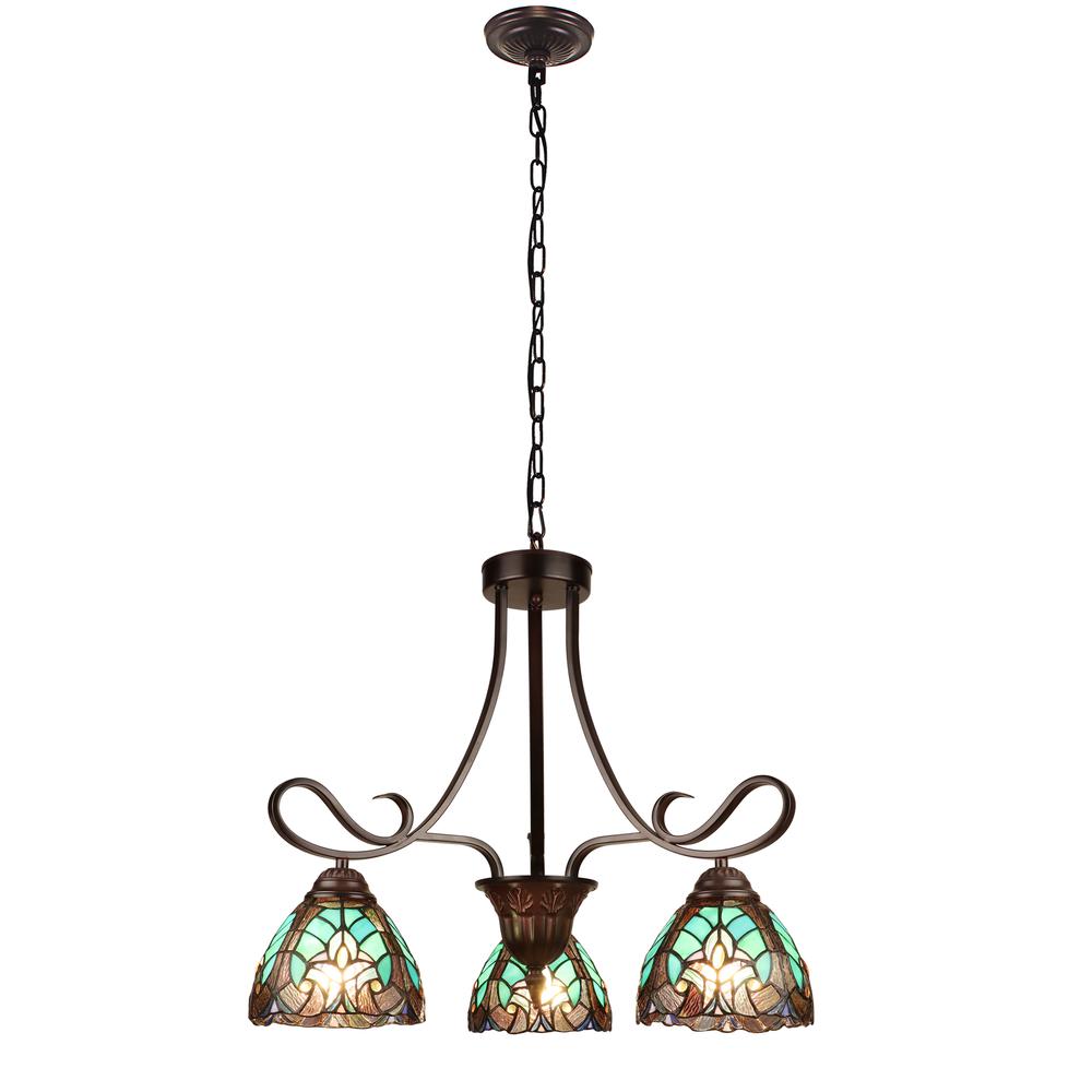 Victorian-Style 3-Light Antique Dark Bronze Finish Mini Chandelier 25" Wide. Picture 1