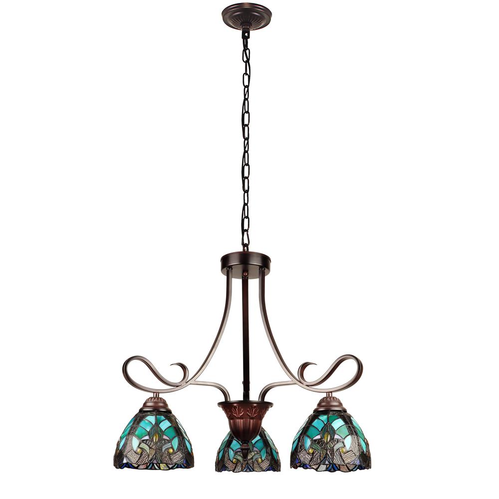 Victorian-Style 3-Light Antique Dark Bronze Finish Mini Chandelier 25" Wide. Picture 2