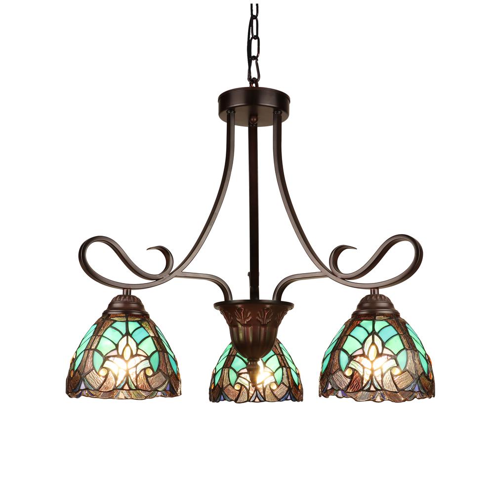 Victorian-Style 3-Light Antique Dark Bronze Finish Mini Chandelier 25" Wide. Picture 3