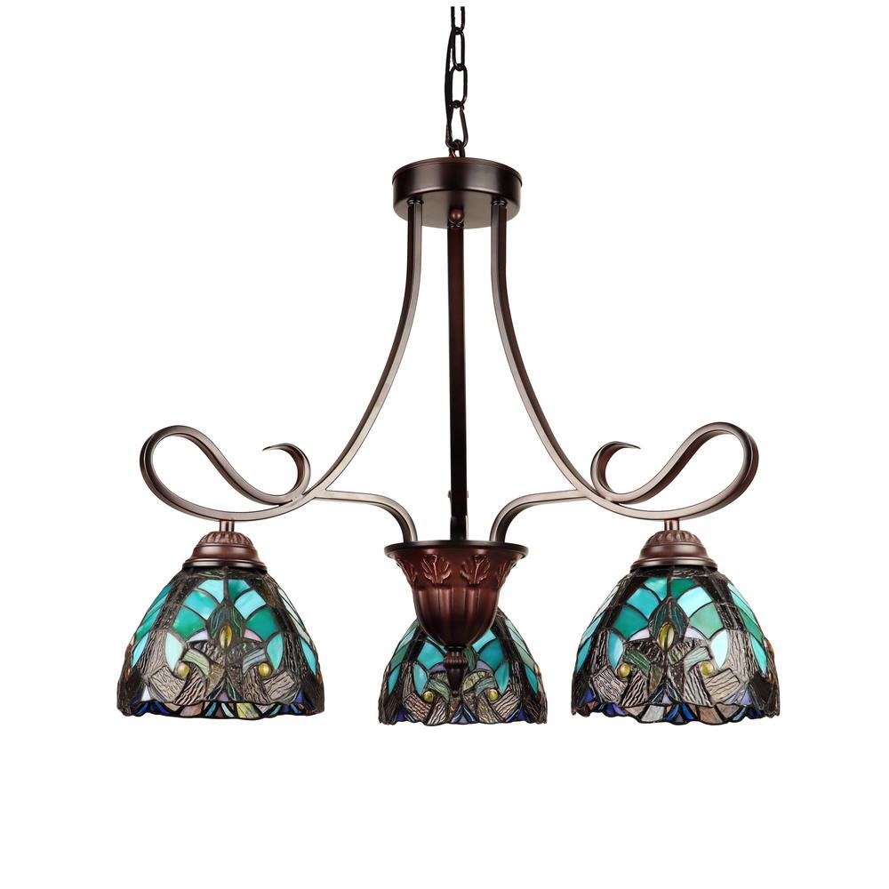 Victorian-Style 3-Light Antique Dark Bronze Finish Mini Chandelier 25" Wide. Picture 4