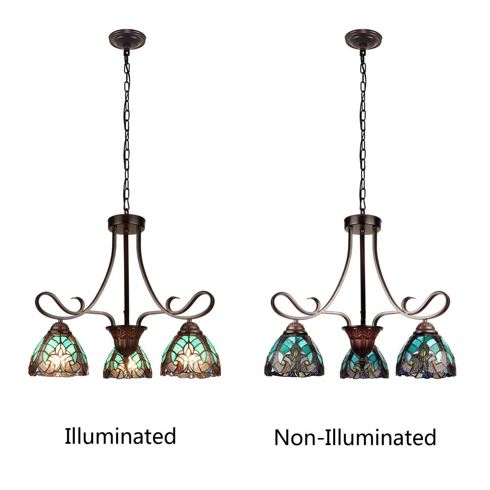 Victorian-Style 3-Light Antique Dark Bronze Finish Mini Chandelier 25" Wide. Picture 7