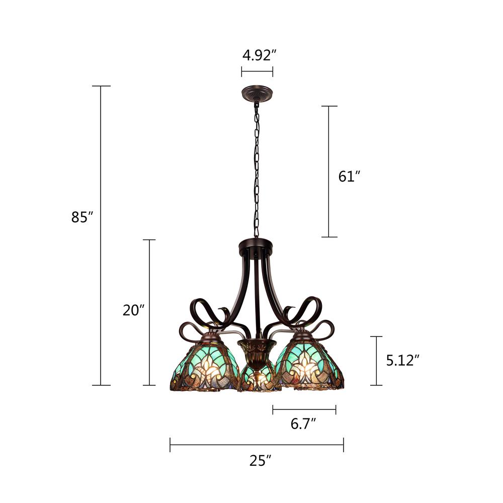 Victorian-Style 5-Light Antique Dark Bronze Finish Large Chandelier 25" Wide. Picture 7