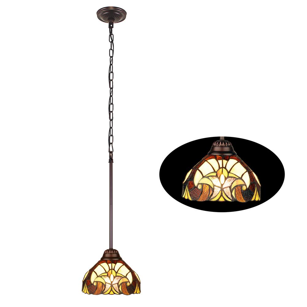 1-Light Antique Dark Bronze Finish Ceiling Mini Pendant 8" Shade. Picture 7
