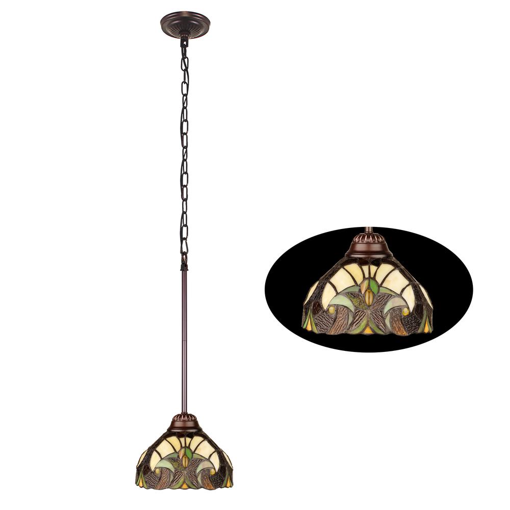 1-Light Antique Dark Bronze Finish Ceiling Mini Pendant 8" Shade. Picture 1