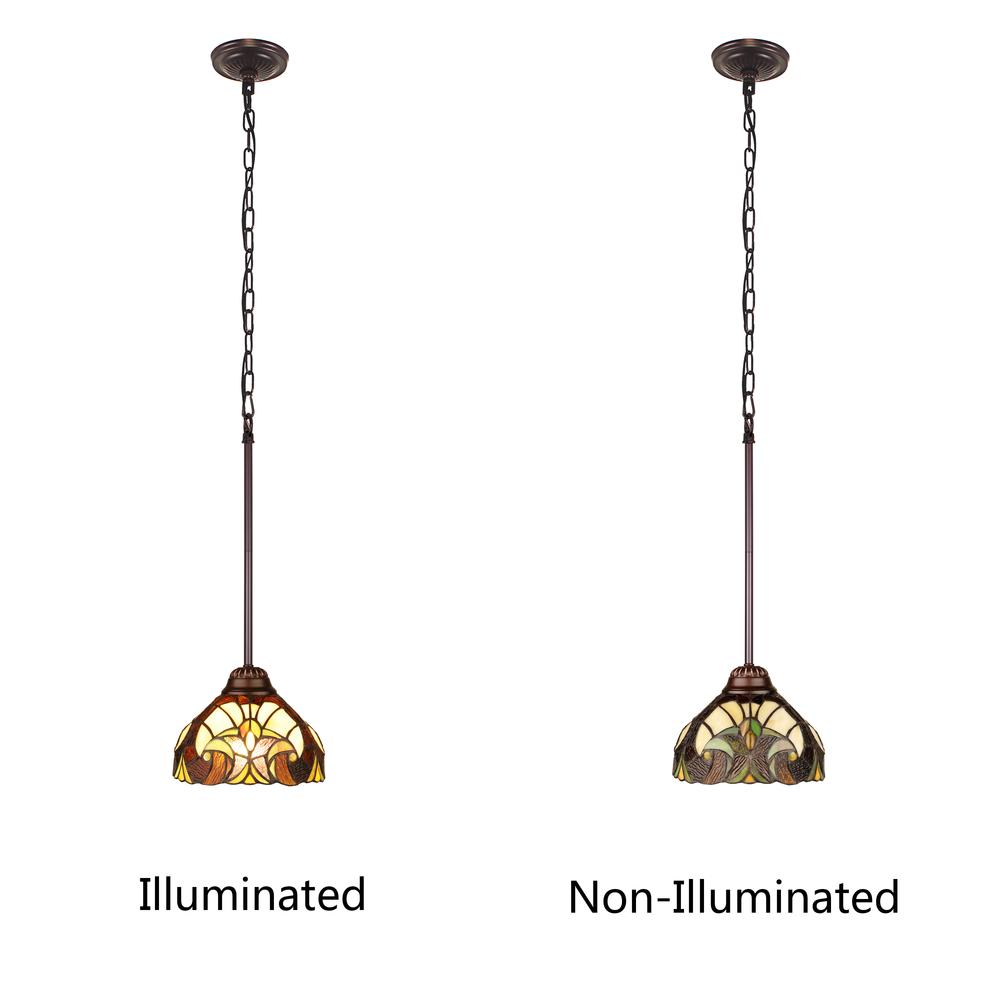 1-Light Antique Dark Bronze Finish Ceiling Mini Pendant 8" Shade. Picture 4
