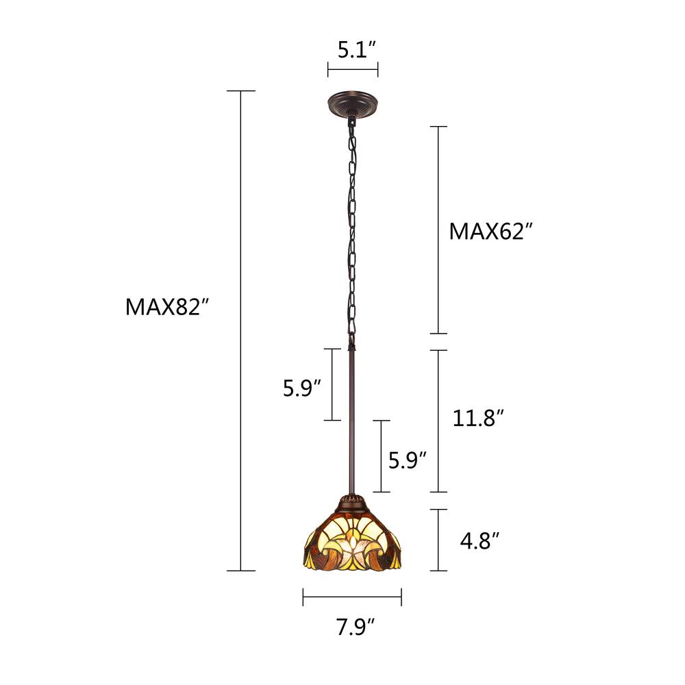 1-Light Antique Dark Bronze Finish Ceiling Mini Pendant 8" Shade. Picture 6