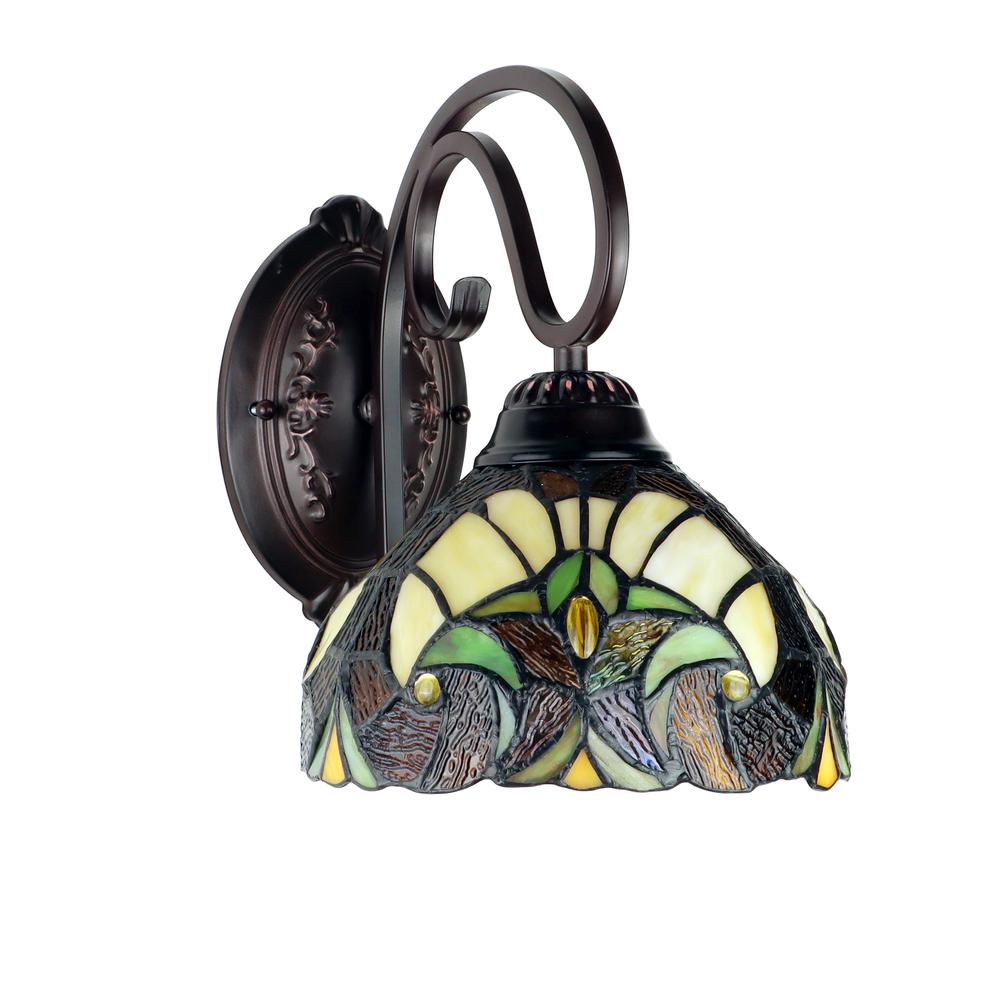 LIAISON Victorian-Style 1-Light Antique Dark Bronze Finish Wall Sconce 8" Shade. Picture 1