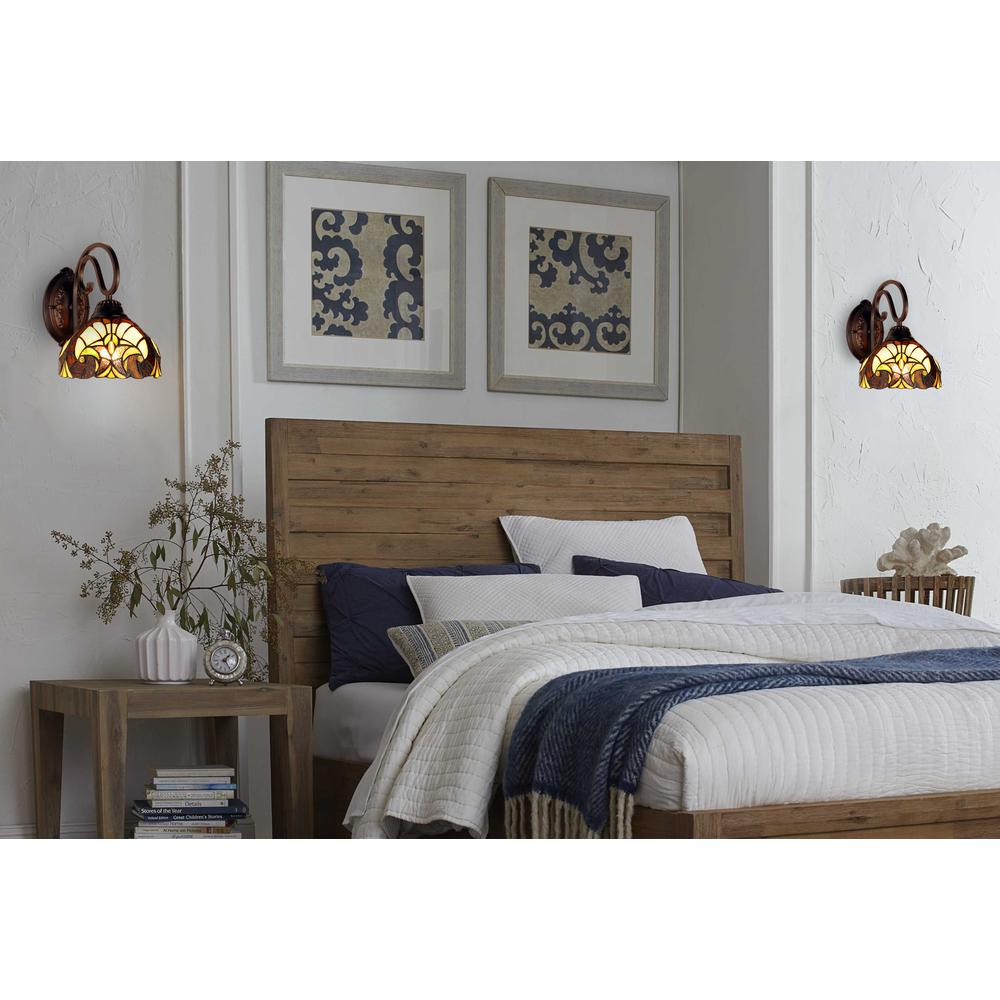 LIAISON Victorian-Style 1-Light Antique Dark Bronze Finish Wall Sconce 8" Shade. Picture 8