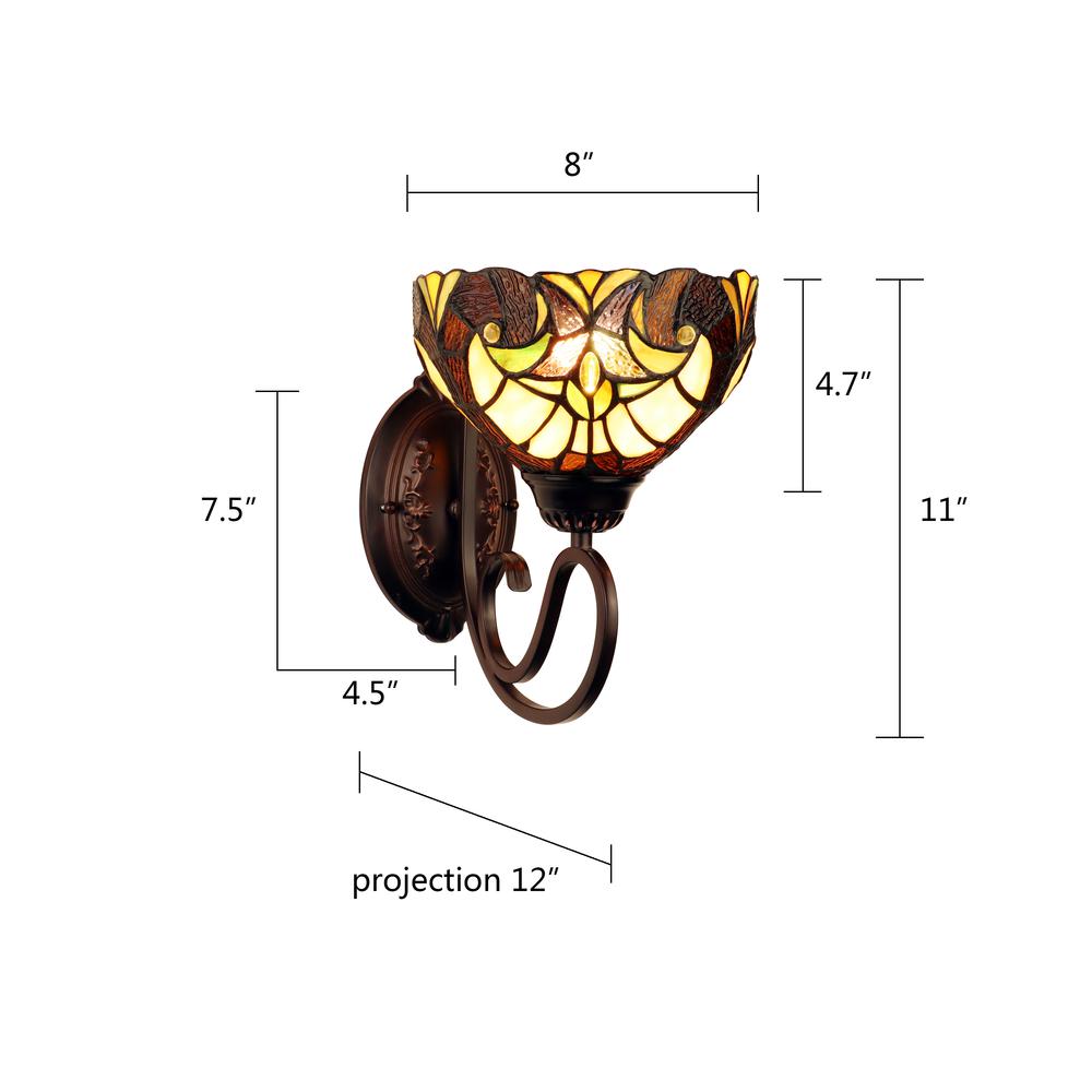 LIAISON Victorian-Style 1-Light Antique Dark Bronze Finish Wall Sconce 8" Shade. Picture 9
