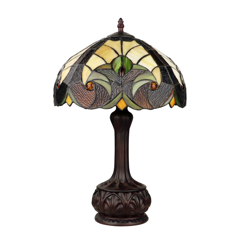 Tiffany-Style Antique Dark Bronze 1-Light Victorian Table Lamp 12" Shade. Picture 2