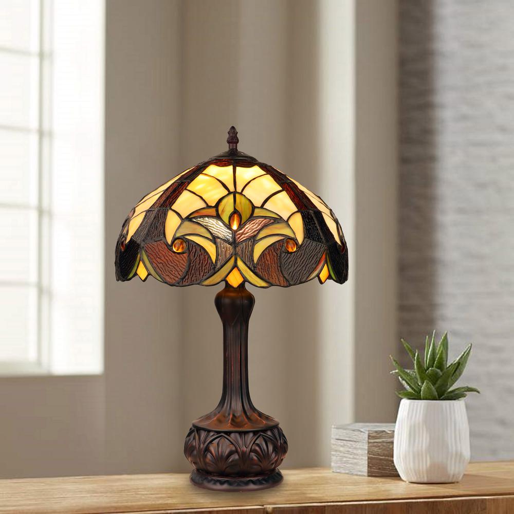 Tiffany-Style Antique Dark Bronze 1-Light Victorian Table Lamp 12" Shade. Picture 5