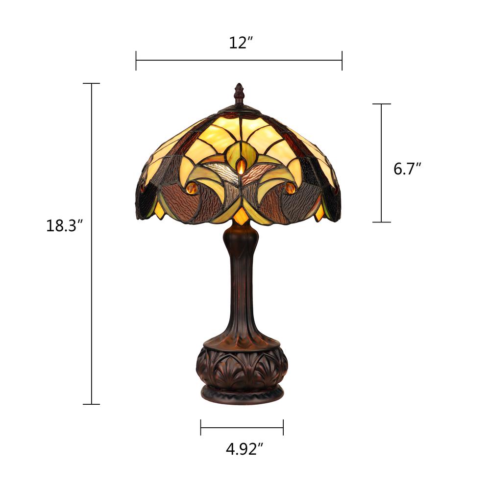 Tiffany-Style Antique Dark Bronze 1-Light Victorian Table Lamp 12" Shade. Picture 8