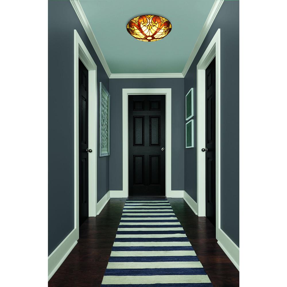 3-Light Antique Dark Bronze Finish Ceiling Flush-Mount 16" Wide. Picture 4