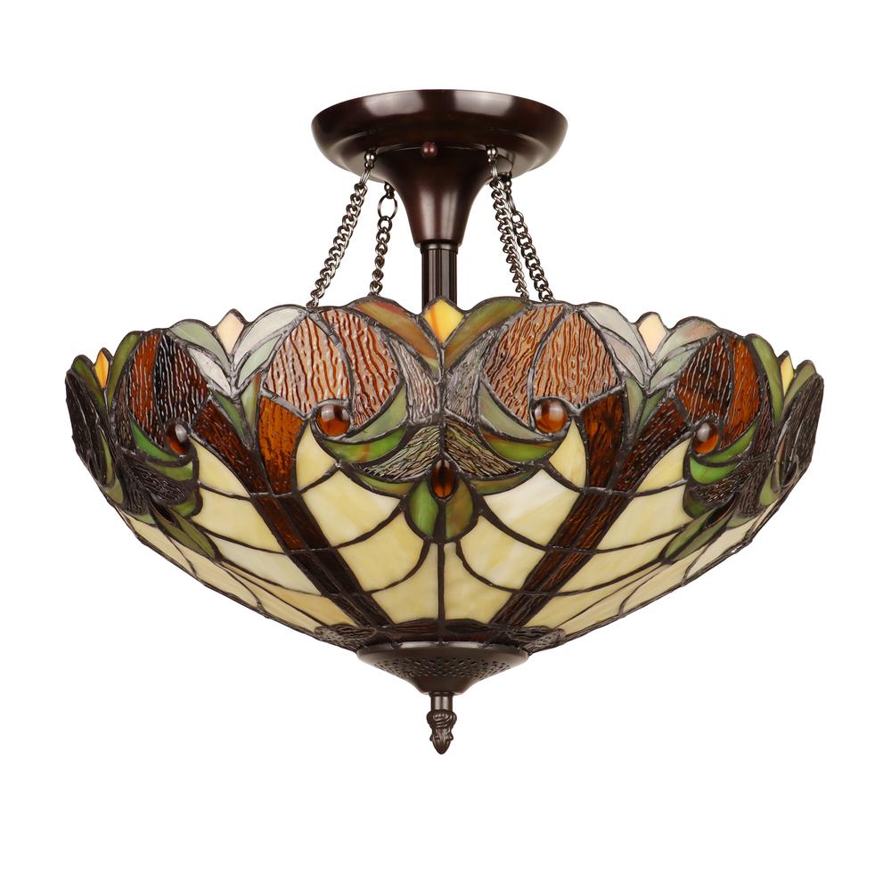 2-Light Antique Dark Bronze Finish Ceiling Semi-Flush Mount 16" Wide. Picture 2