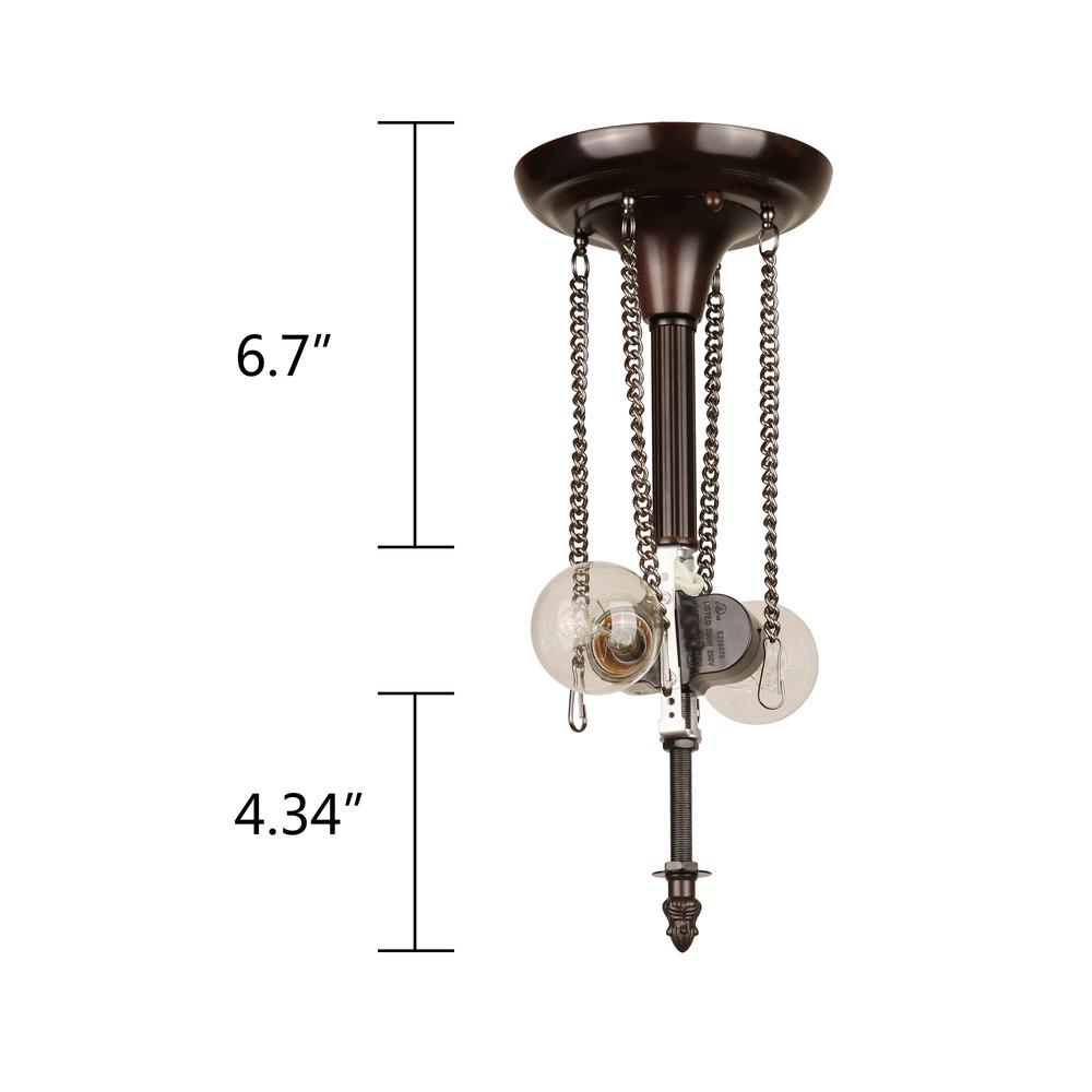 2-Light Antique Dark Bronze Finish Ceiling Semi-Flush Mount 16" Wide. Picture 4