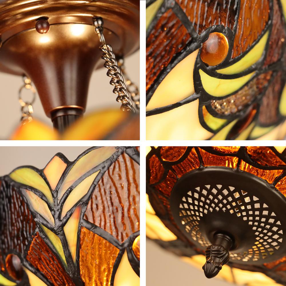 2-Light Antique Dark Bronze Finish Ceiling Semi-Flush Mount 16" Wide. Picture 5