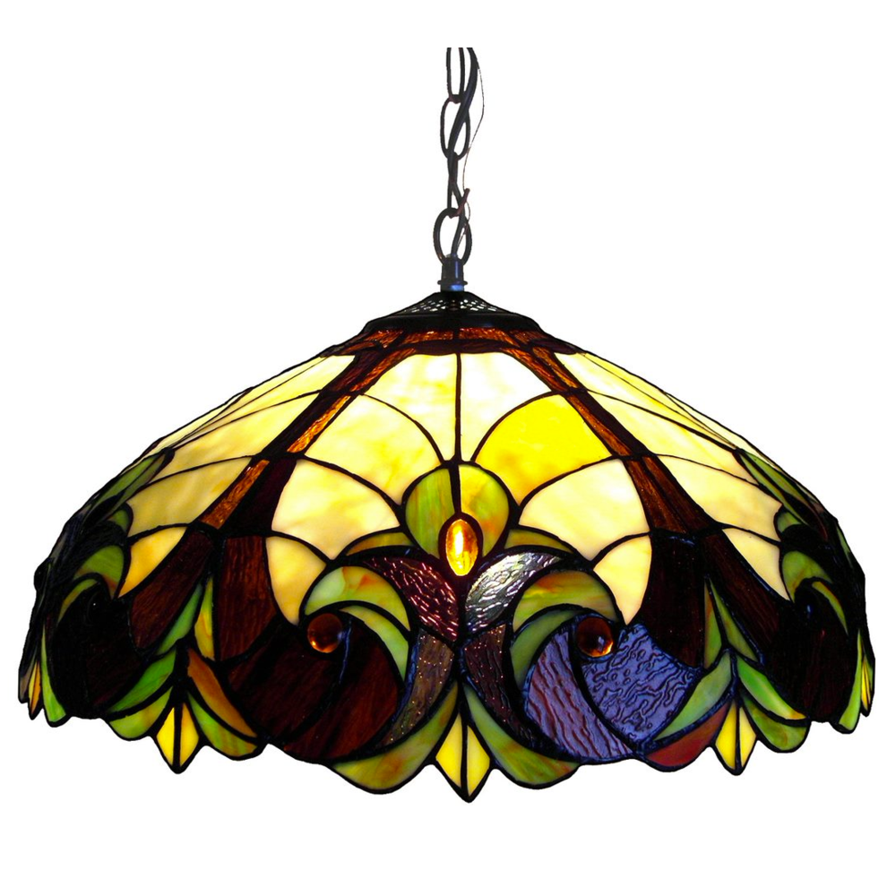 LIAISON Tiffany-style 2 Light Victorian Ceiling Pendent 18" Shade. Picture 1