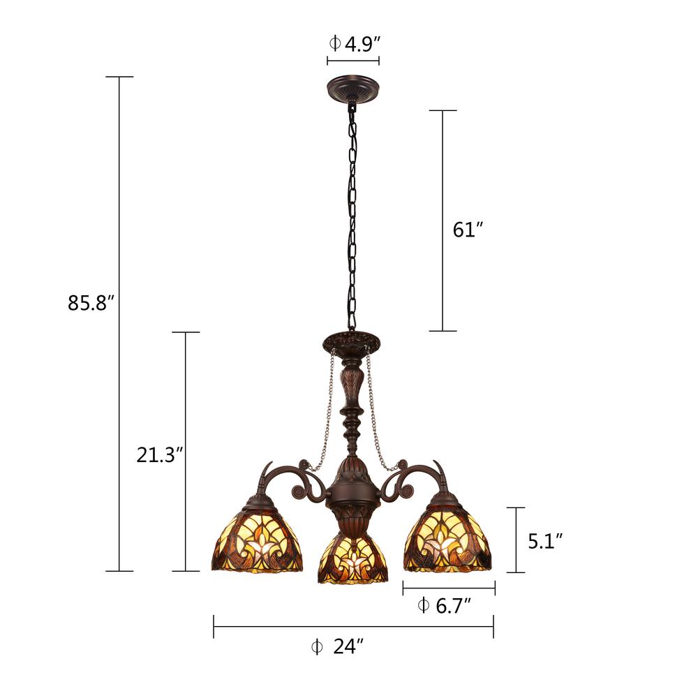 Liaison Victorian-Style 3-Light Antique Dark Bronze Finish Mini Chandelier. Picture 9